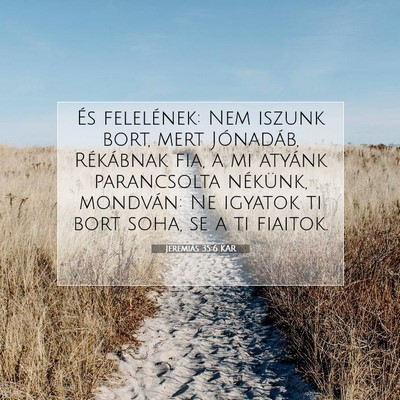 Picture 07 - Jeremiás 35:6 KAR - És felelének: Nem iszunk bort, mert Jónadáb, - Bible Verse Picture
