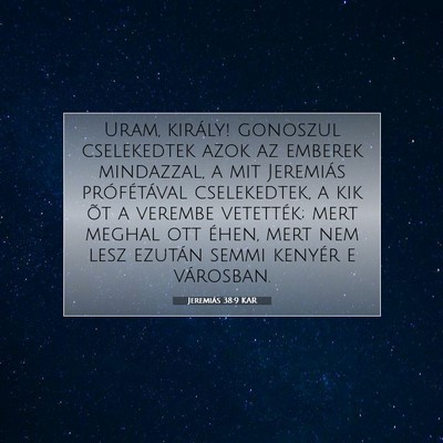 Picture 07 - Jeremiás 38:9 KAR - Uram, király! gonoszul cselekedtek azok az - Bible Verse Picture