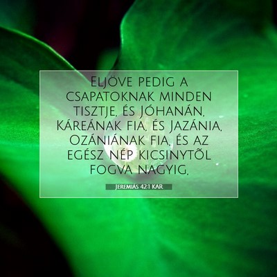 Picture 07 - Jeremiás 42:1 KAR - Eljöve pedig a csapatoknak minden tisztje, és - Bible Verse Picture