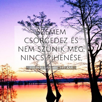 Picture 07 - Jeremiás siralmai 3:49 KAR - Szemem csörgedez és nem szünik meg, nincs - Bible Verse Picture