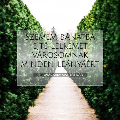 Picture 07 - Jeremiás siralmai 3:51 KAR - Szemem bánatba ejté lelkemet városomnak minden - Bible Verse Picture