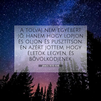Picture 07 - János 10:10 KAR - A tolvaj nem egyébért jõ, hanem hogy lopjon - Bible Verse Picture