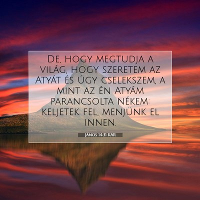 Picture 07 - János 14:31 KAR - De, hogy megtudja a világ, hogy szeretem az - Bible Verse Picture