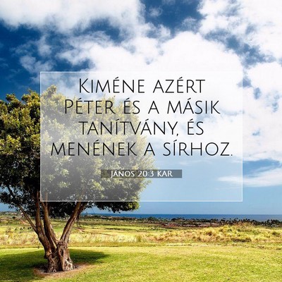 Picture 07 - János 20:3 KAR - Kiméne azért Péter és a másik tanítvány, - Bible Verse Picture