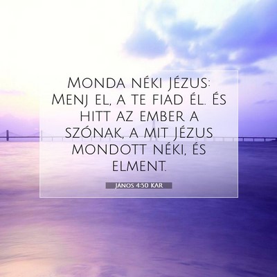 Picture 07 - János 4:50 KAR - Monda néki Jézus: Menj el, a te fiad él. És - Bible Verse Picture