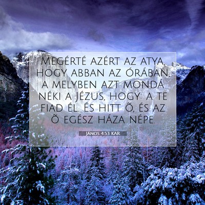 Picture 07 - János 4:53 KAR - Megérté azért az atya, hogy abban az órában, - Bible Verse Picture
