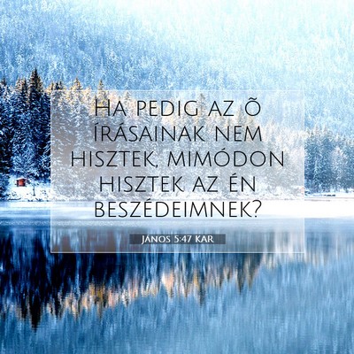 Picture 07 - János 5:47 KAR - Ha pedig az õ írásainak nem hisztek, mimódon - Bible Verse Picture