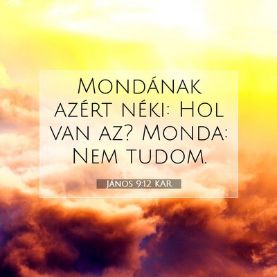 Picture 07 - János 9:12 KAR - Mondának azért néki: Hol van az? Monda: Nem - Bible Verse Picture