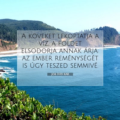 Picture 07 - Jób 14:19 KAR - A köveket lekoptatja a víz, a földet elsodorja - Bible Verse Picture