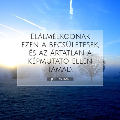 Picture 07 - Jób 17:7 KAR - Elálmélkodnak ezen a becsületesek, és az - Bible Verse Picture
