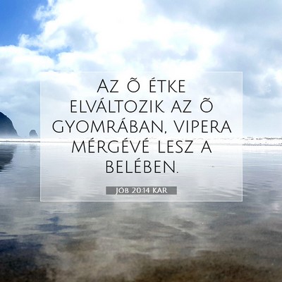 Picture 07 - Jób 20:14 KAR - Az õ étke elváltozik az õ gyomrában, vipera - Bible Verse Picture