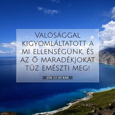 Picture 07 - Jób 22:20 KAR - Valósággal kigyomláltatott a mi ellenségünk, - Bible Verse Picture