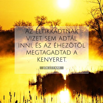 Picture 07 - Jób 22:7 KAR - Az eltikkadtnak vizet sem adtál inni, és az - Bible Verse Picture