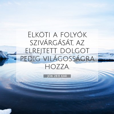 Picture 07 - Jób 28:11 KAR - Elköti a folyók szivárgását, az elrejtett - Bible Verse Picture