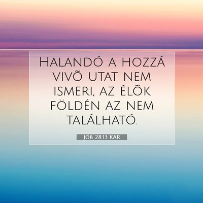 Picture 07 - Jób 28:13 KAR - Halandó a hozzá vivõ utat nem ismeri, az - Bible Verse Picture