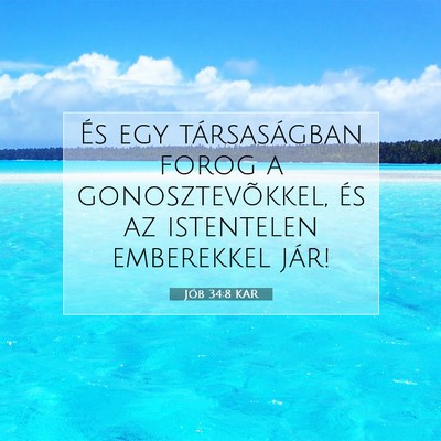 Picture 07 - Jób 34:8 KAR - És egy társaságban forog a gonosztevõkkel, - Bible Verse Picture