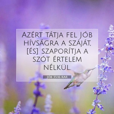 Picture 07 - Jób 35:16 KAR - Azért tátja fel Jób hívságra a száját, - Bible Verse Picture