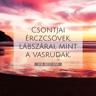 Picture 07 - Jób 40:13 KAR - Csontjai érczcsövek, lábszárai, mint a - Bible Verse Picture