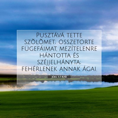 Picture 07 - Jóel 1:7 KAR - Pusztává tette szõlõmet; összetörte - Bible Verse Picture