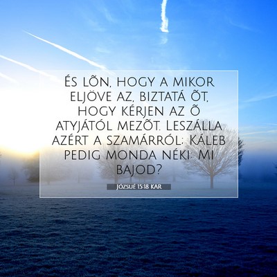 Picture 07 - Józsué 15:18 KAR - És lõn, hogy a mikor eljöve az, biztatá õt, - Bible Verse Picture