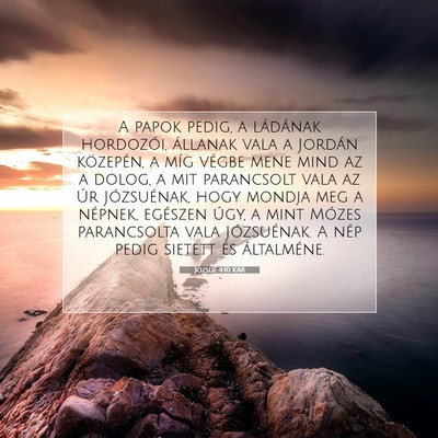 Picture 07 - Józsué 4:10 KAR - A papok pedig, a ládának hordozói, állanak - Bible Verse Picture