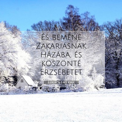 Picture 07 - Lukács 1:40 KAR - És beméne Zakariásnak házába, és - Bible Verse Picture