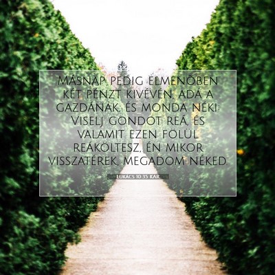 Picture 07 - Lukács 10:35 KAR - Másnap pedig elmenõben két pénzt kivévén, - Bible Verse Picture