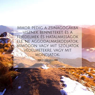 Picture 07 - Lukács 12:11 KAR - Mikor pedig a zsinagógákba visznek benneteket, - Bible Verse Picture