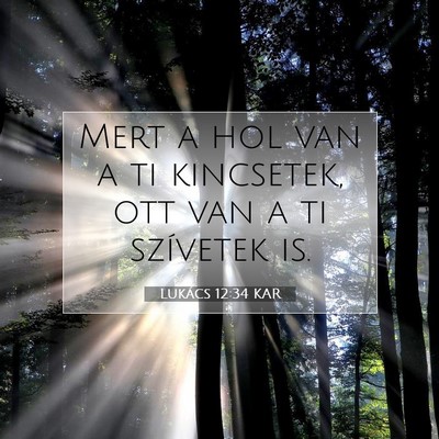 Picture 07 - Lukács 12:34 KAR - Mert a hol van a ti kincsetek, ott van a ti - Bible Verse Picture