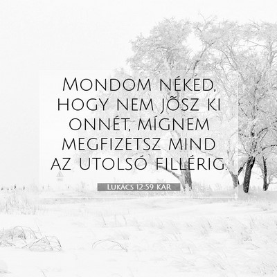 Picture 07 - Lukács 12:59 KAR - Mondom néked, hogy nem jõsz ki onnét, mígnem - Bible Verse Picture