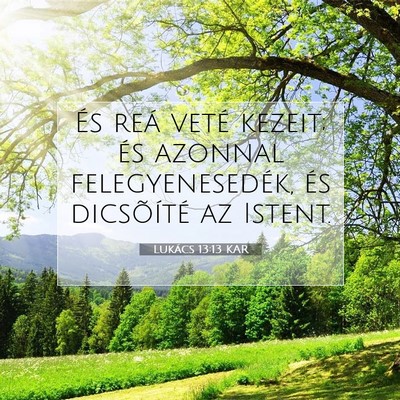 Picture 07 - Lukács 13:13 KAR - És reá veté kezeit; és azonnal - Bible Verse Picture