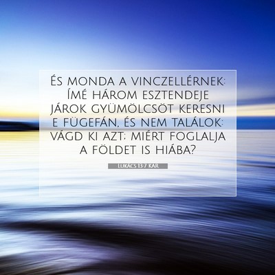 Picture 07 - Lukács 13:7 KAR - És monda a vinczellérnek: Ímé három - Bible Verse Picture