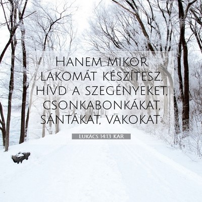 Picture 07 - Lukács 14:13 KAR - Hanem mikor lakomát készítesz, hívd a - Bible Verse Picture