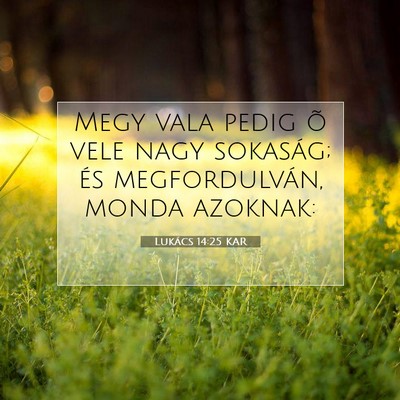 Picture 07 - Lukács 14:25 KAR - Megy vala pedig õ vele nagy sokaság; és - Bible Verse Picture
