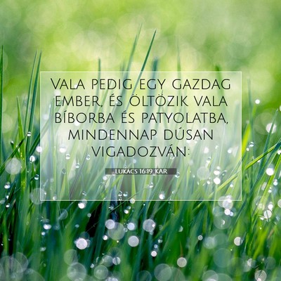 Picture 07 - Lukács 16:19 KAR - Vala pedig egy gazdag ember, és öltözik vala - Bible Verse Picture