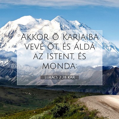 Picture 07 - Lukács 2:28 KAR - Akkor õ karjaiba vevé õt, és áldá az - Bible Verse Picture