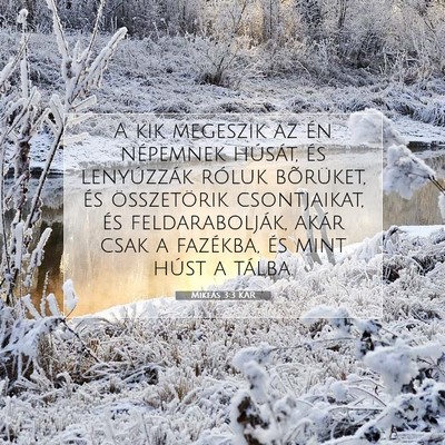 Picture 07 - Mikeás 3:3 KAR - A kik megeszik az én népemnek húsát, és - Bible Verse Picture