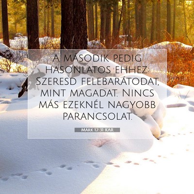 Picture 07 - Márk 12:31 KAR - A második pedig hasonlatos ehhez: Szeresd - Bible Verse Picture