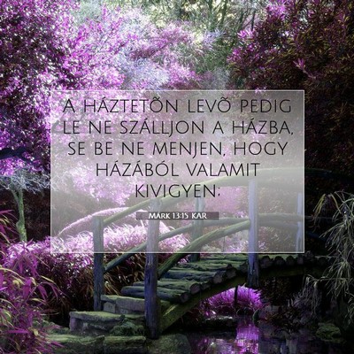 Picture 07 - Márk 13:15 KAR - A háztetõn levõ pedig le ne szálljon a - Bible Verse Picture