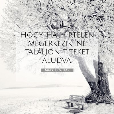 Picture 07 - Márk 13:36 KAR - Hogy, ha hirtelen megérkezik, ne találjon - Bible Verse Picture
