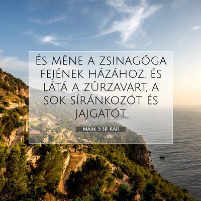 Picture 07 - Márk 5:38 KAR - És méne a zsinagóga fejének házához, és - Bible Verse Picture