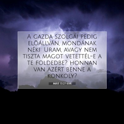 Picture 07 - Máté 13:27 KAR - A gazda szolgái pedig elõállván, mondának - Bible Verse Picture