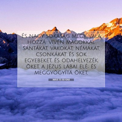 Picture 07 - Máté 15:30 KAR - És nagy sokaság megy vala hozzá, vivén - Bible Verse Picture