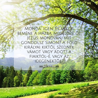 Picture 07 - Máté 17:25 KAR - Monda: Igen. És mikor beméne a házba, - Bible Verse Picture