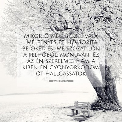 Picture 07 - Máté 17:5 KAR - Mikor õ még beszél vala, ímé, fényes felhõ - Bible Verse Picture