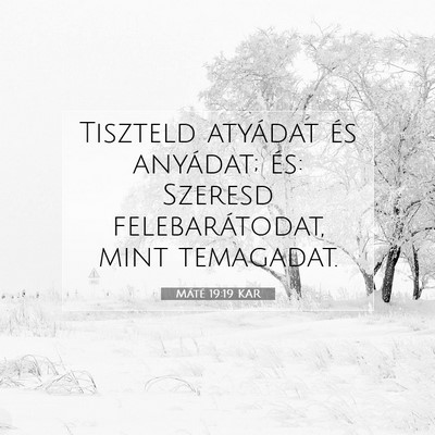 Picture 07 - Máté 19:19 KAR - Tiszteld atyádat és anyádat; és: Szeresd - Bible Verse Picture
