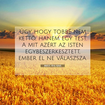 Picture 07 - Máté 19:6 KAR - Úgy hogy többé nem kettõ, hanem egy test. A - Bible Verse Picture