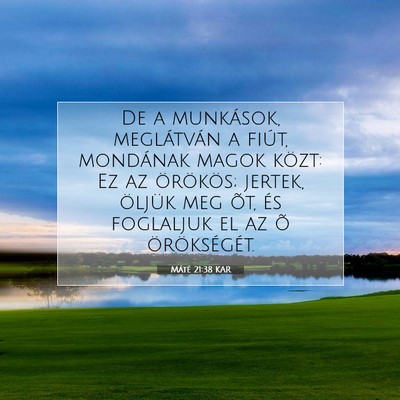 Picture 07 - Máté 21:38 KAR - De a munkások, meglátván a fiút, mondának - Bible Verse Picture