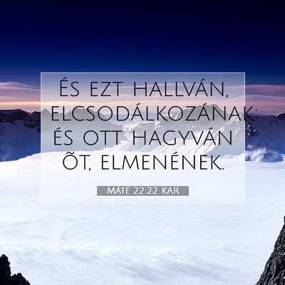 Picture 07 - Máté 22:22 KAR - És ezt hallván, elcsodálkozának; és ott - Bible Verse Picture