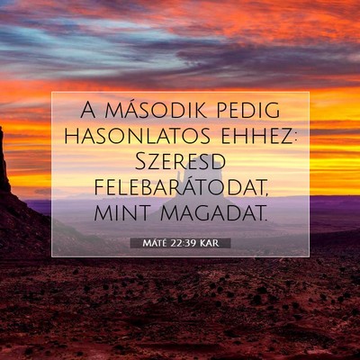 Picture 07 - Máté 22:39 KAR - A második pedig hasonlatos ehhez: Szeresd - Bible Verse Picture